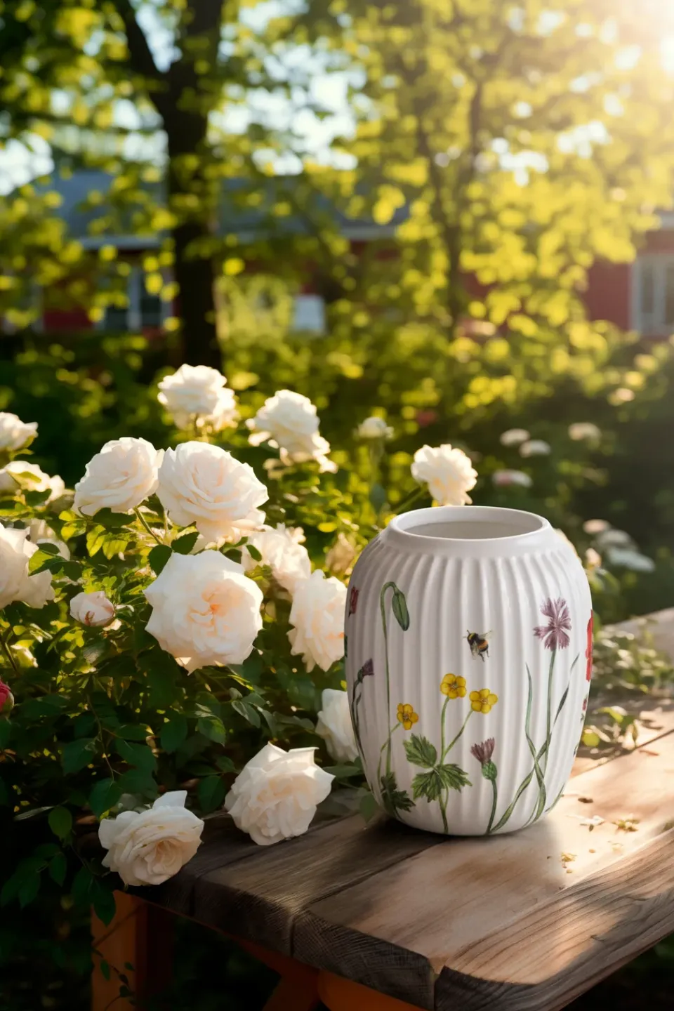 Sale Kähler Jarrón Hammershøi Summer 21 cm, Wild flowers Blanco
