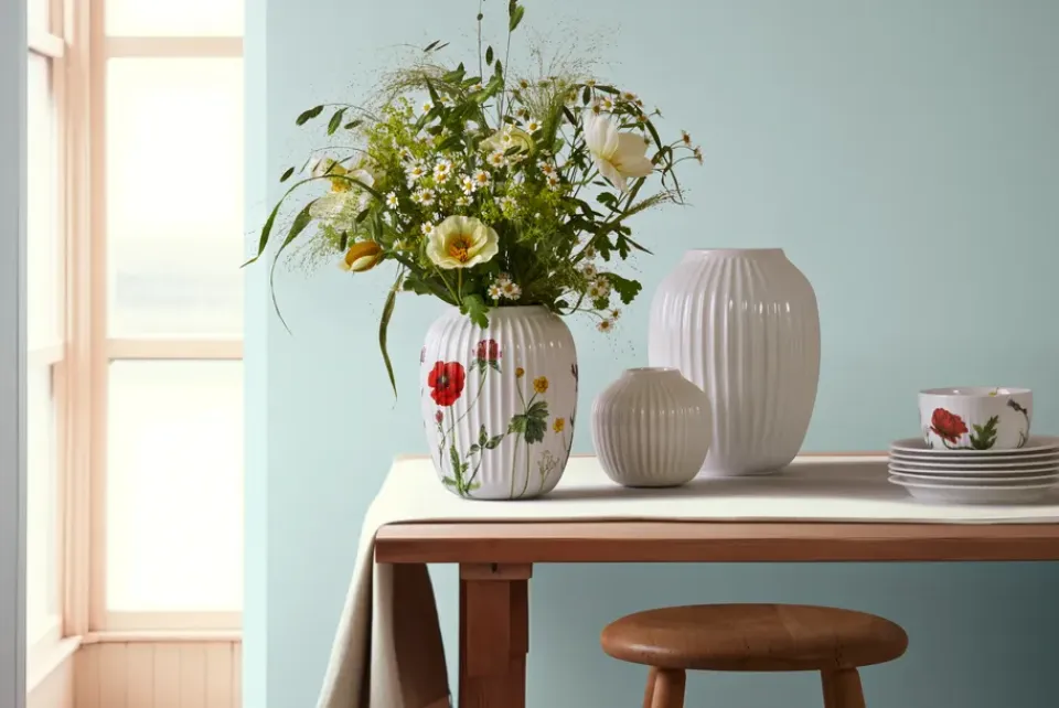 Sale Kähler Jarrón Hammershøi Summer 21 cm, Wild flowers Blanco