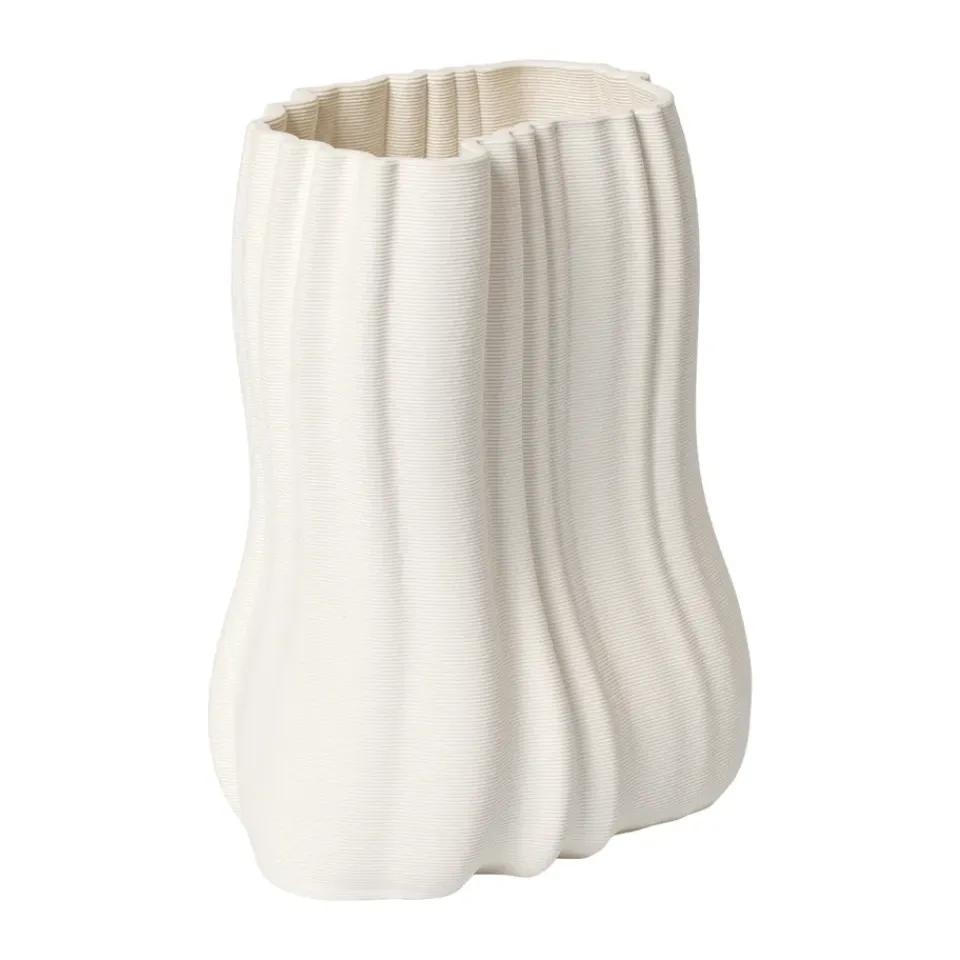 New Ferm Living Jarrón Moire 20 cm, Off-white Blanco