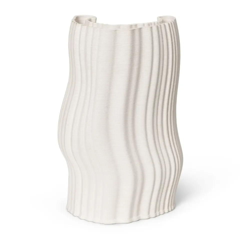 Sale Ferm Living Jarrón Moire 19x30 cm, Off-white Blanco