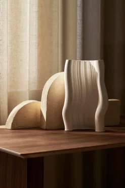 Sale Ferm Living Jarrón Moire 19x30 cm, Off-white Blanco