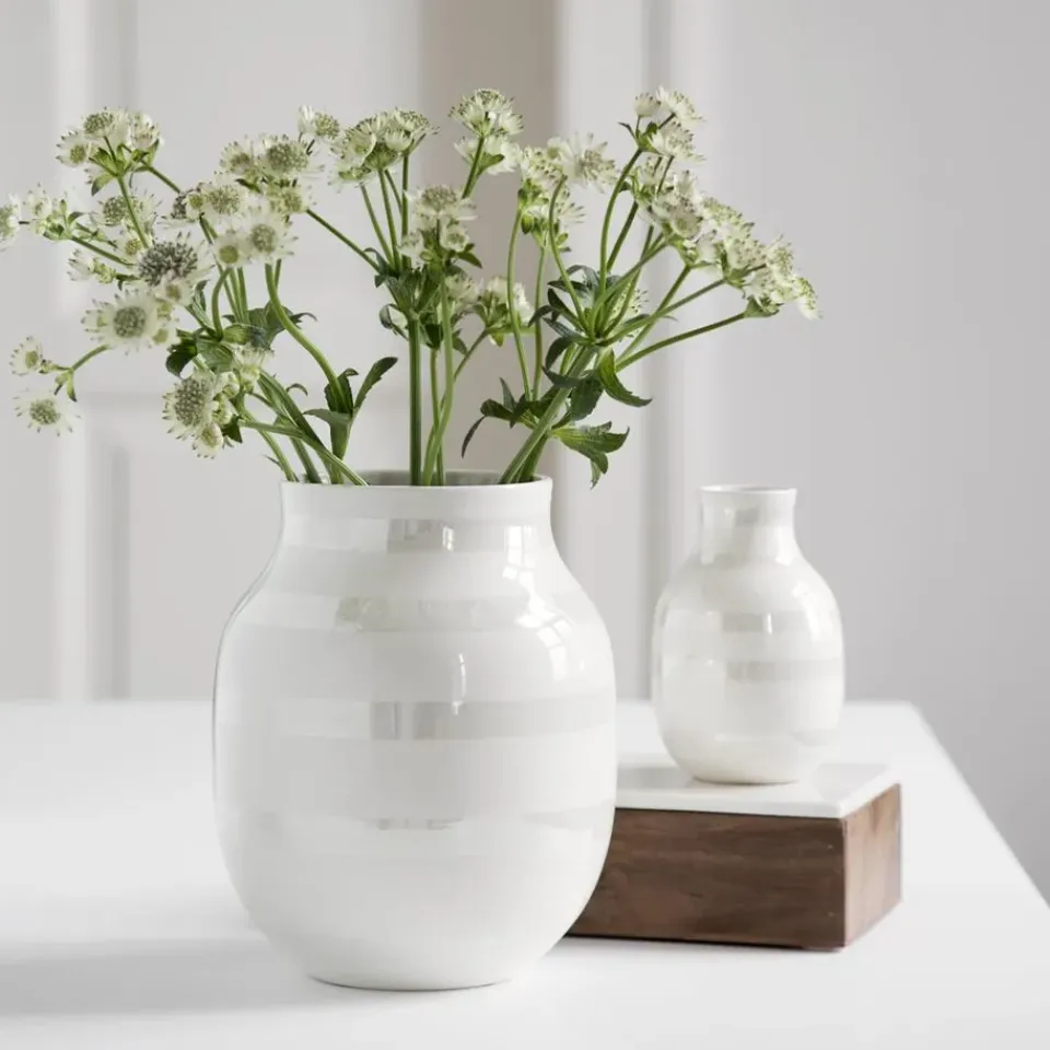 New Kähler Jarrón Omaggio perla, mediano Blanco