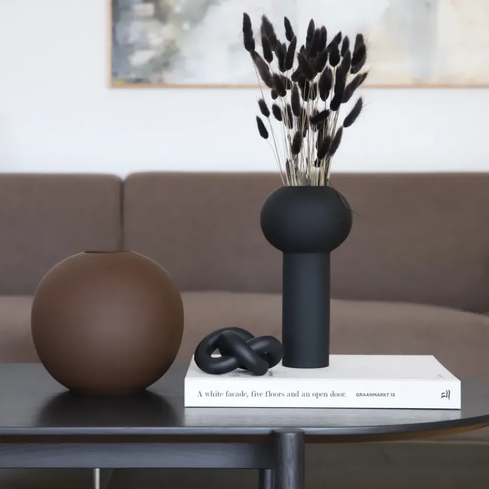 Hot Cooee Design Jarrón Pillar 24 cm, Black Negro