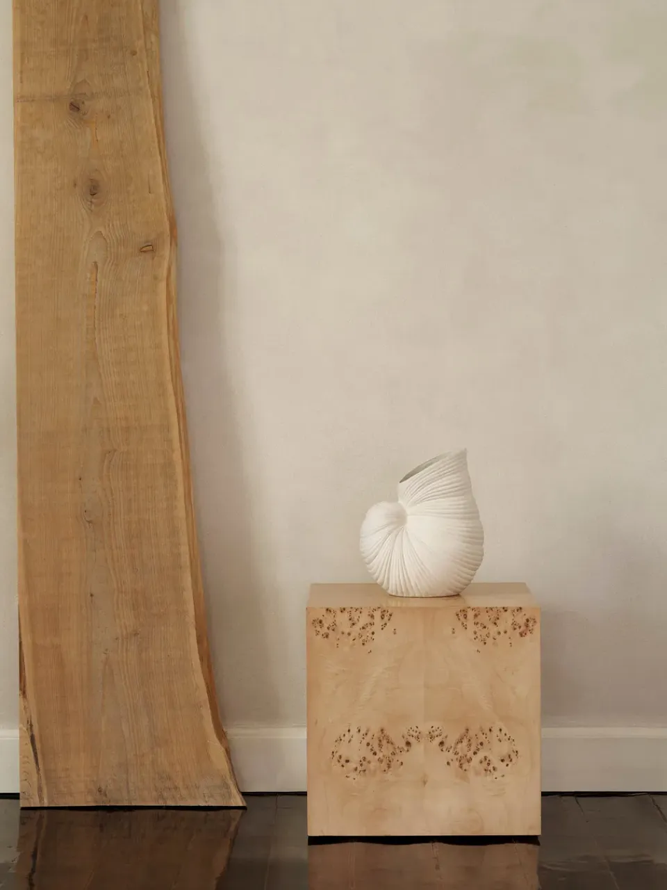 Clearance Ferm Living Jarrón Shell, Off white Blanco