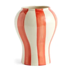 HAY Jarrón Sobremesa stripe S 22 cm, Red Rojo