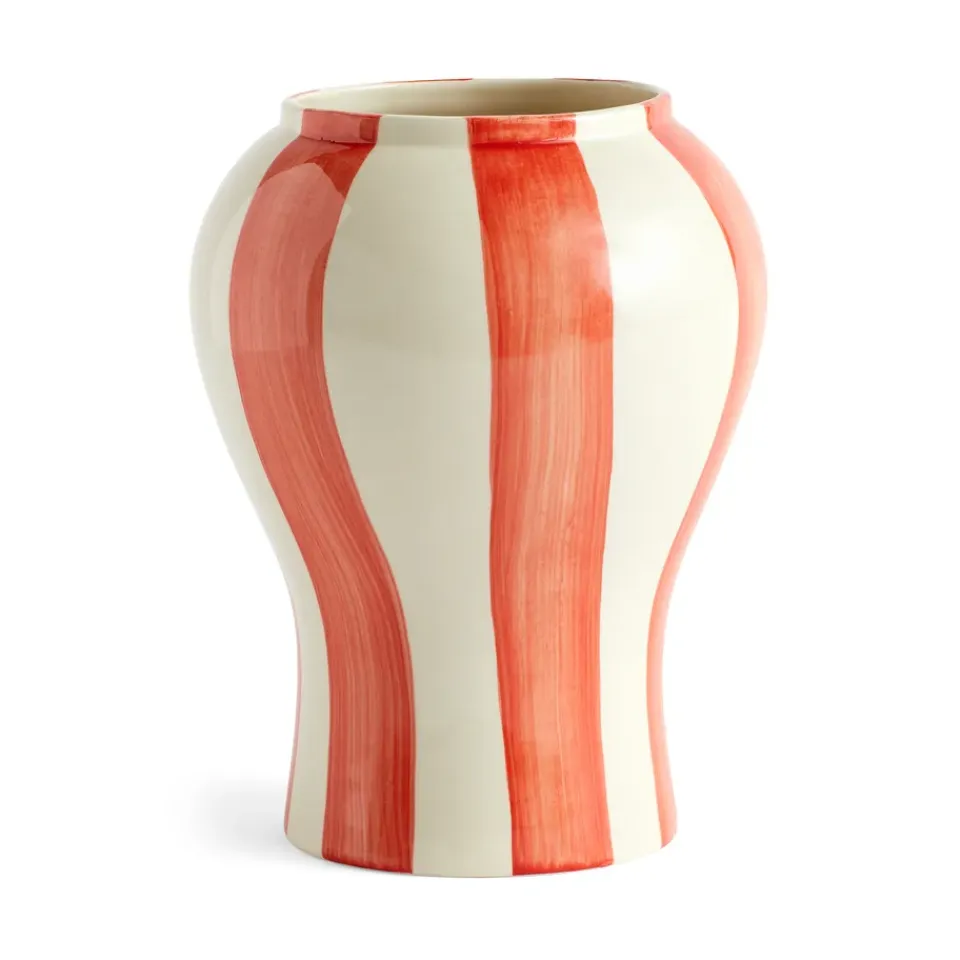 HAY Jarrón Sobremesa stripe S 22 cm, Red Rojo