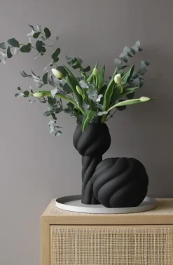 Outlet Cooee Design Jarrón Twist pillar 34 cm, Black Negro