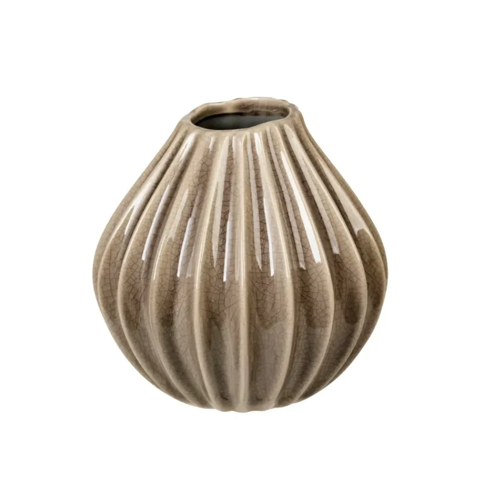 Broste Copenhagen Jarrón Wide rainy day, 15 cm Gris
