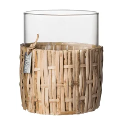 Hot ERNST Jarrón/portavelas en cesta, Natural, Ø10×12 cm Beige