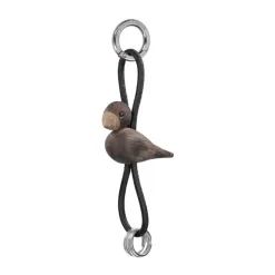Outlet Kay Bojesen Denmark Llavero de pájaro Kaj Bojesen, Roble ahumado, cuero negro Marrón