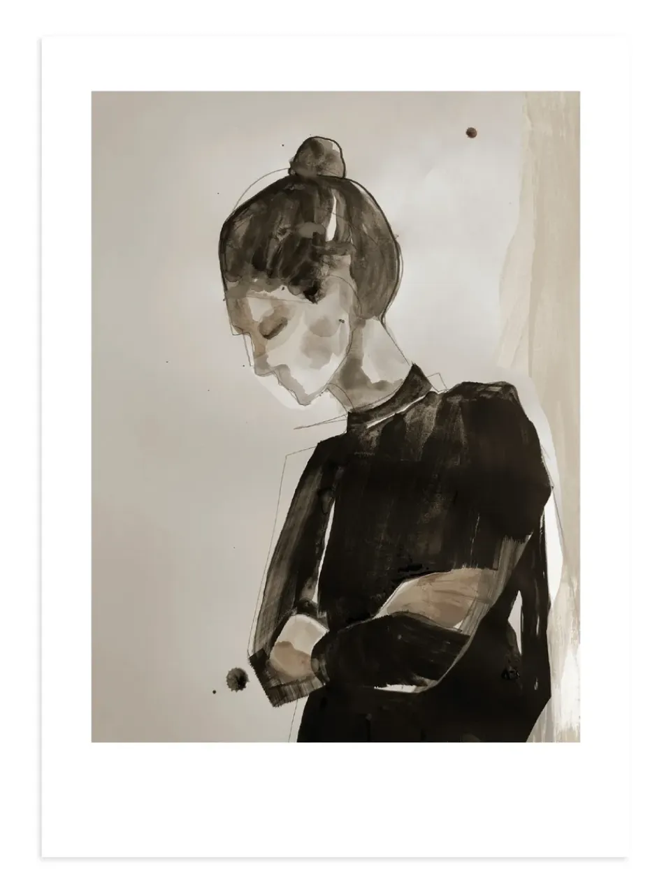 Hot Anna Bülow Lámina Falling object, 50x70 cm BeigeNegro