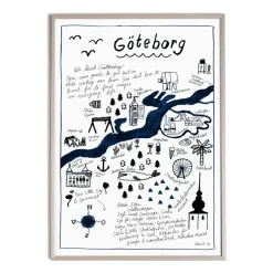 Clearance Fine Little Day Lámina Göteborg, 50x70 cm AzulNegroBlanco