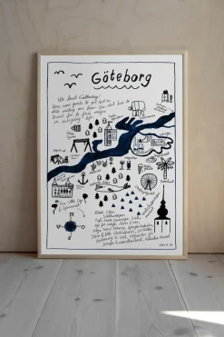 Clearance Fine Little Day Lámina Göteborg, 50x70 cm AzulNegroBlanco