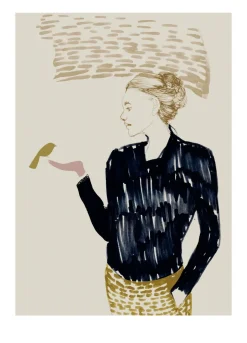 Best Anna Bülow Lámina Hello, 50x70 cm Marrón