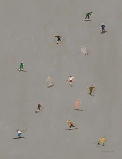 Outlet Fine Little Day Lámina Skiers 40x50 cm, Gris