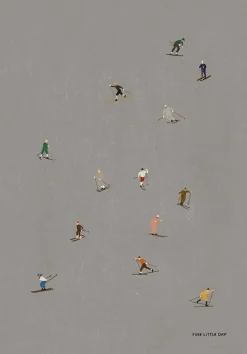 Outlet Fine Little Day Lámina Skiers 50x70 cm, Gris