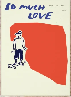 New Paper Collective Lámina So Much Love Skateboard, 30x40 cm AzulBeigeRojo