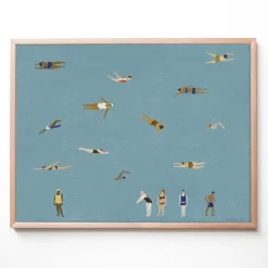 Clearance Fine Little Day Lámina Swimmers, Blue, 40x50 cm Azul