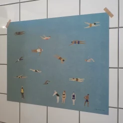 Clearance Fine Little Day Lámina Swimmers, Blue, 40x50 cm Azul