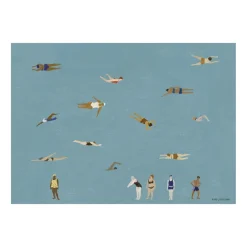 Outlet Fine Little Day Lámina Swimmers, Blue, 50x70 cm Azul