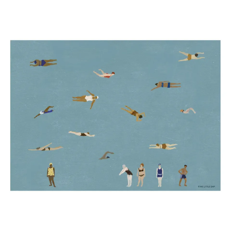Outlet Fine Little Day Lámina Swimmers, Blue, 50x70 cm Azul