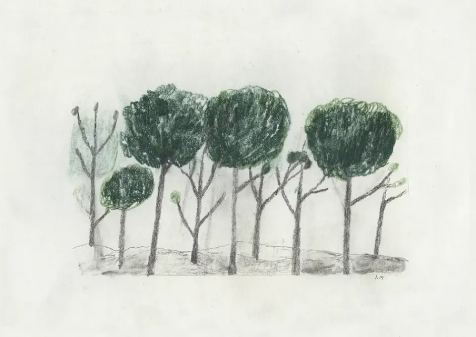 Fine Little Day Lámina Trees 50x70 cm, negro- off white GrisVerdeBlanco