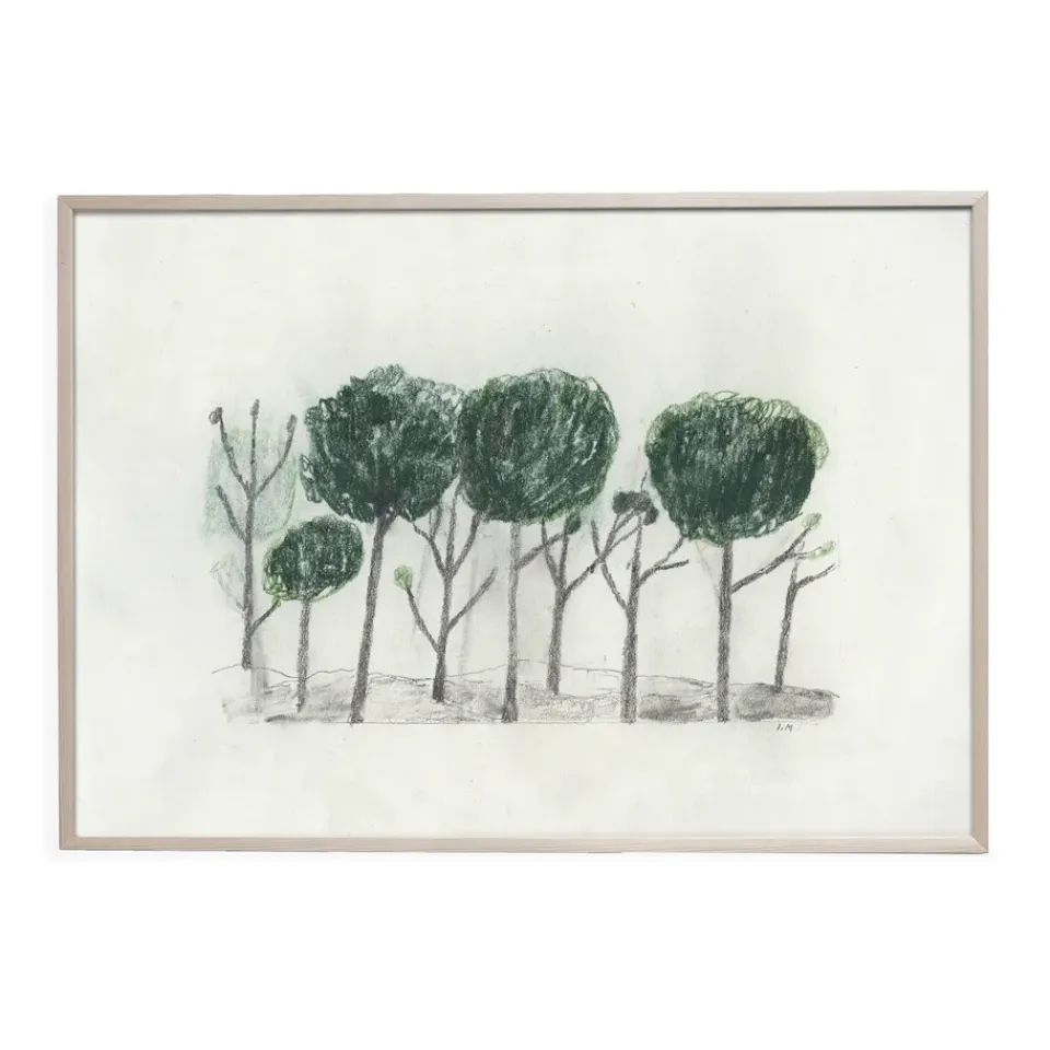 Fine Little Day Lámina Trees 50x70 cm, negro- off white GrisVerdeBlanco