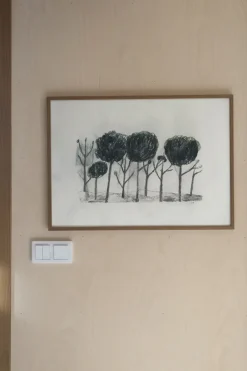 Fine Little Day Lámina Trees 50x70 cm, negro- off white GrisVerdeBlanco