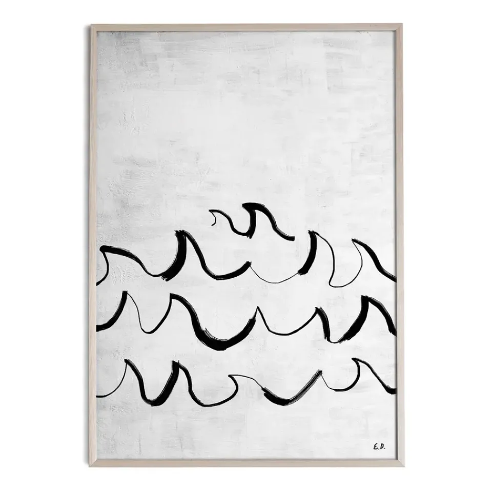 Online Fine Little Day Lámina Wave 50x70 cm, negro-blanco GrisNegroBlanco