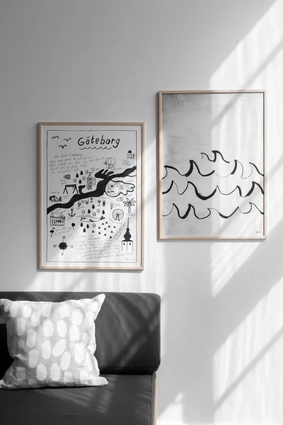 Online Fine Little Day Lámina Wave 50x70 cm, negro-blanco GrisNegroBlanco