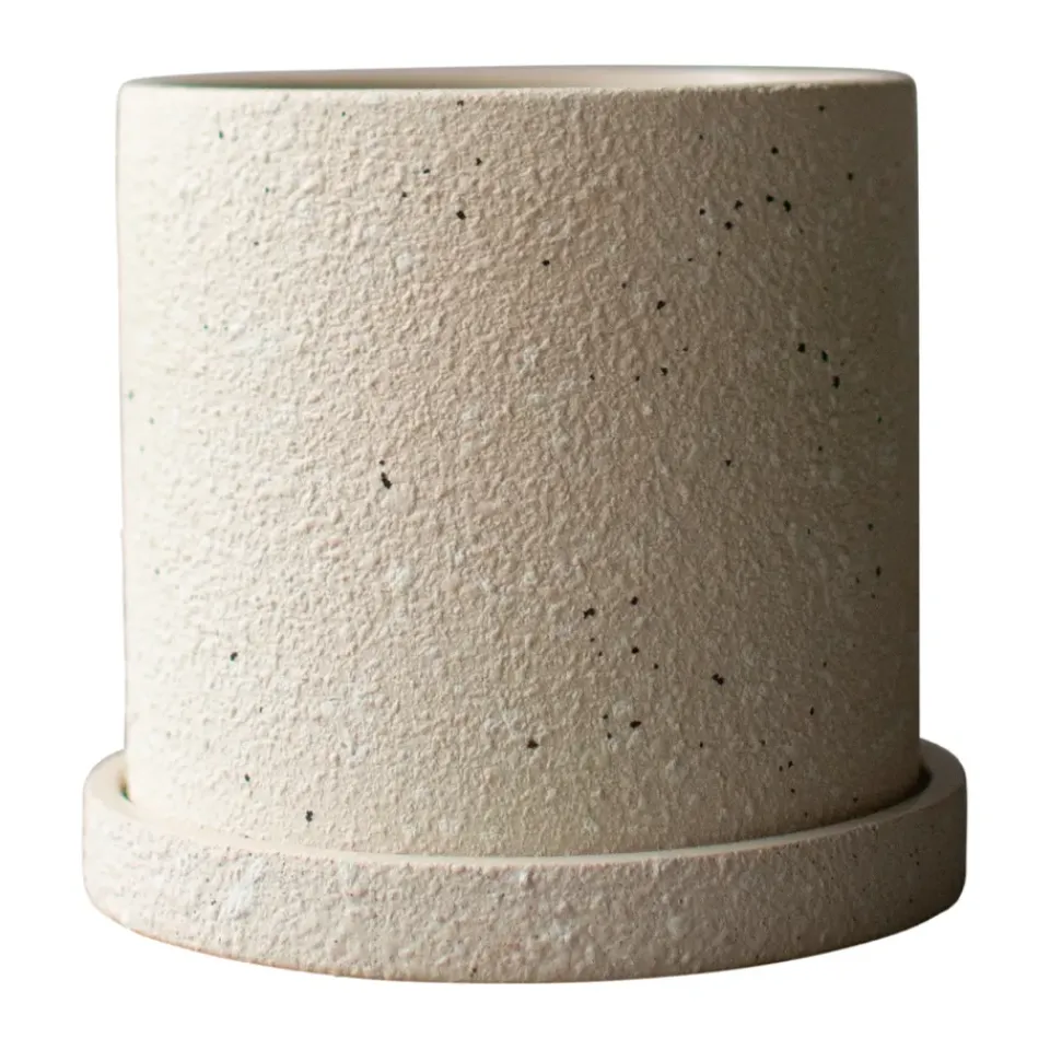 Discount DBKD Maceta Ø13 cm con plato Grow, Creme structure Beige