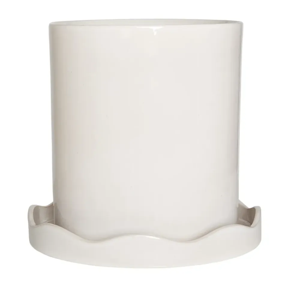 Outlet OYOY Maceta con base Nami large Ø27 cm, White Blanco