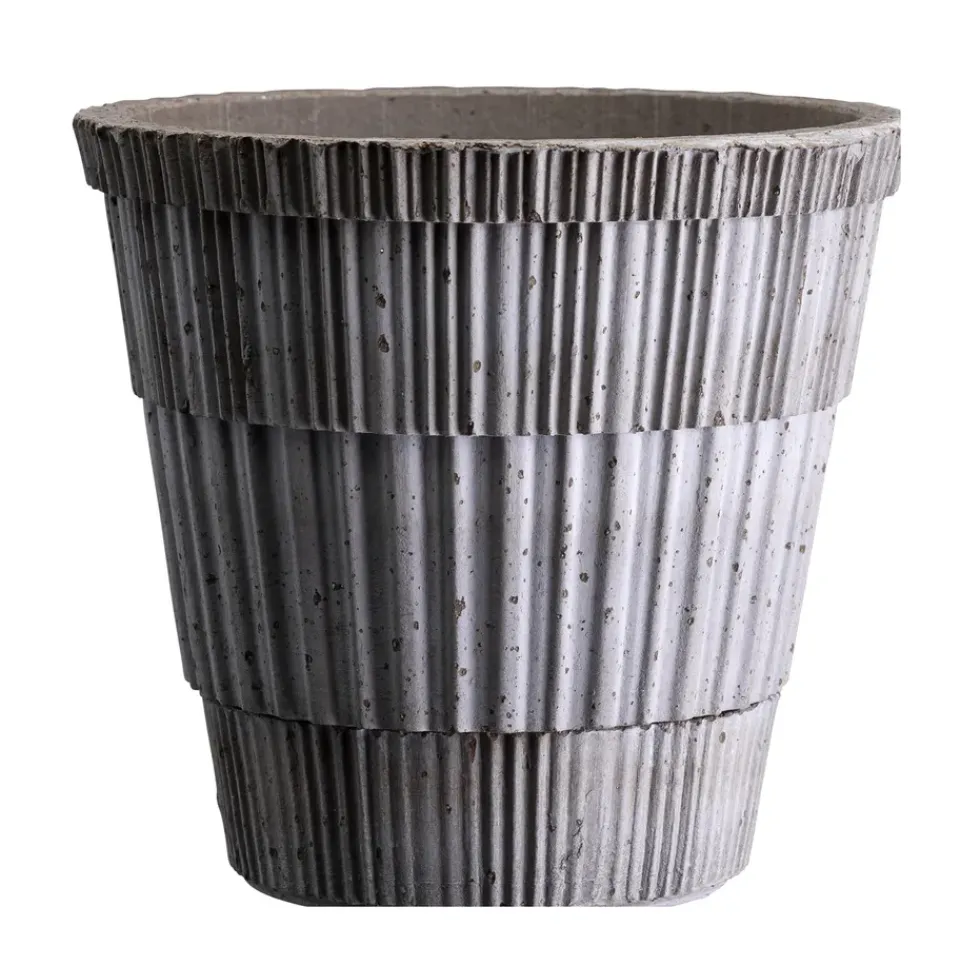 Best Bergs Potter Maceta con plato Atlas raw, Grey, Ø14 cm Gris