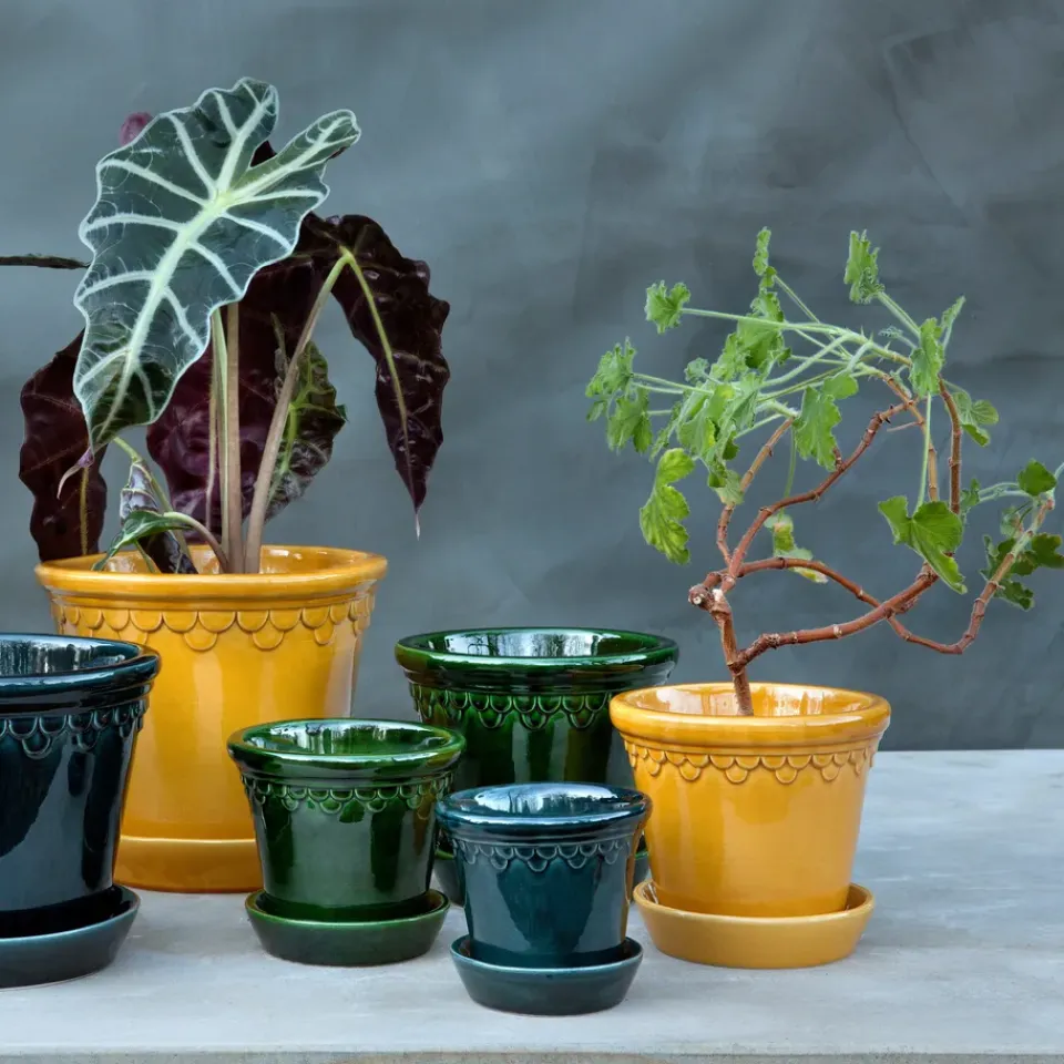 Outlet Bergs Potter Maceta esmaltada Københavner Ø14 cm, Amarillo
