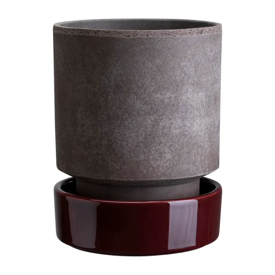 Online Bergs Potter Maceta Hoff, Ø18 cm, Raw Grey-Deep Burgundy GrisPúrpura