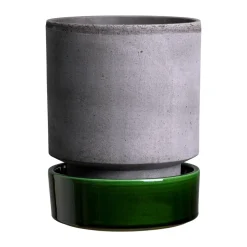 Bergs Potter Maceta Hoff, Ø14 cm, Raw Grey-Emerald Green GrisVerde