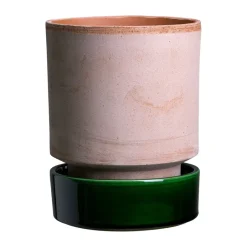 New Bergs Potter Maceta Hoff, Ø14 cm, Raw Rosa-Emerald Green RosaVerde