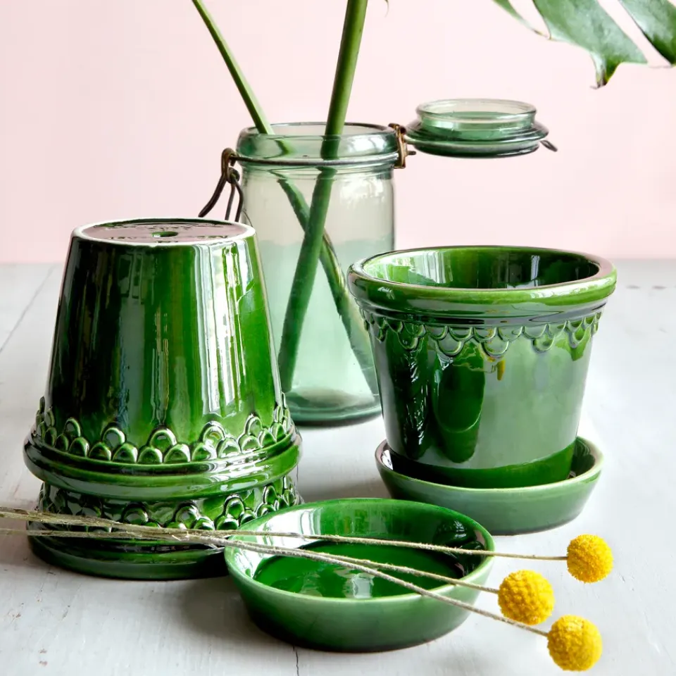 Online Bergs Potter Maceta Københavner esmaltada Ø18 cm, Verde