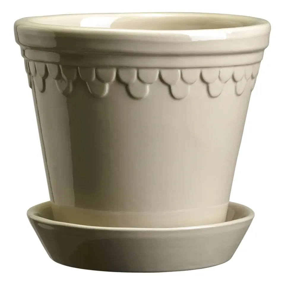 Bergs Potter Maceta Københavner esmaltada Ø18 cm, Sand Stone Beige