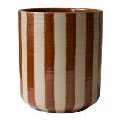 Discount DBKD Maceta Line Ø14x16 cm, Nougat con rayas Beige