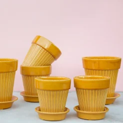 Hot Bergs Potter Maceta Simona esmaltada Ø14 cm, Amarillo