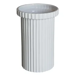 Best DBKD Maceta Stripe grande h22 cm Ø12 cm, Shiny white Blanco