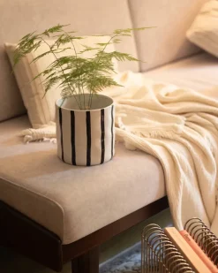 Best Scandi Living Maceta Thrive Ø16 cm, Blanco-negro BlancoNegro
