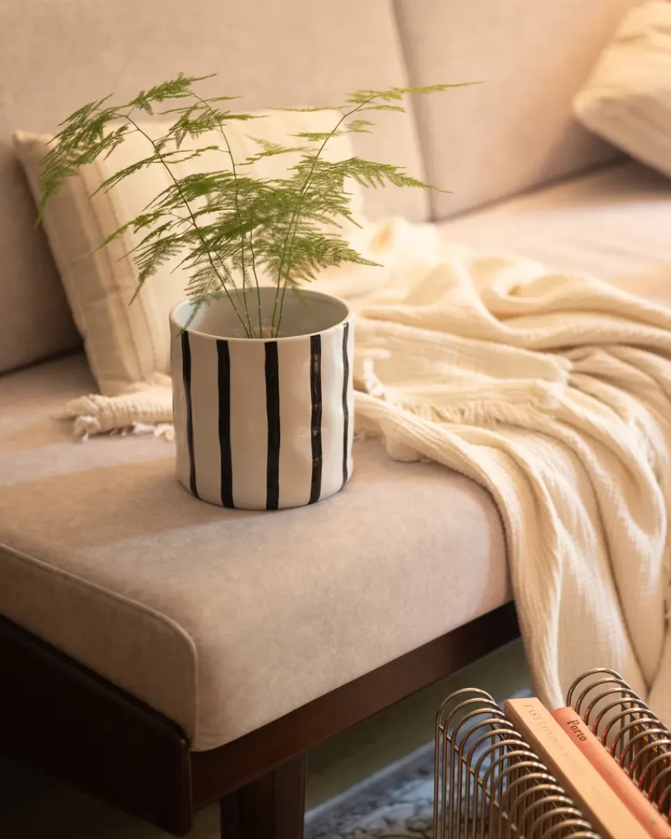 Best Scandi Living Maceta Thrive Ø16 cm, Blanco-negro BlancoNegro