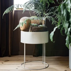 Ferm Living Macetero Plant Box redondo, Cashmere Beige
