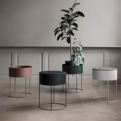 Outlet Ferm Living Macetero Plant Box redondo, Negro