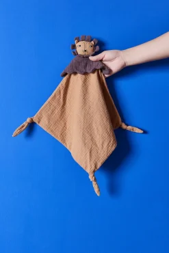 Clearance OYOY Manta con peluche Lobo Lion 40x40 cm, Caramel Marrón