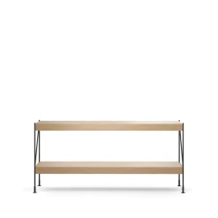New Audo Copenhagen Módulo de estantería Zet, Natural oak, 1x2, black steel base Beige