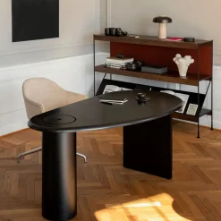 New Audo Copenhagen Módulo de estantería Zet, Natural oak, 1x2, black steel base Beige