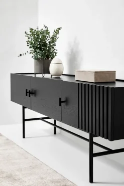 Online Woud Mesa auxiliar Array baja, 150 cm, Roble pintado Negro